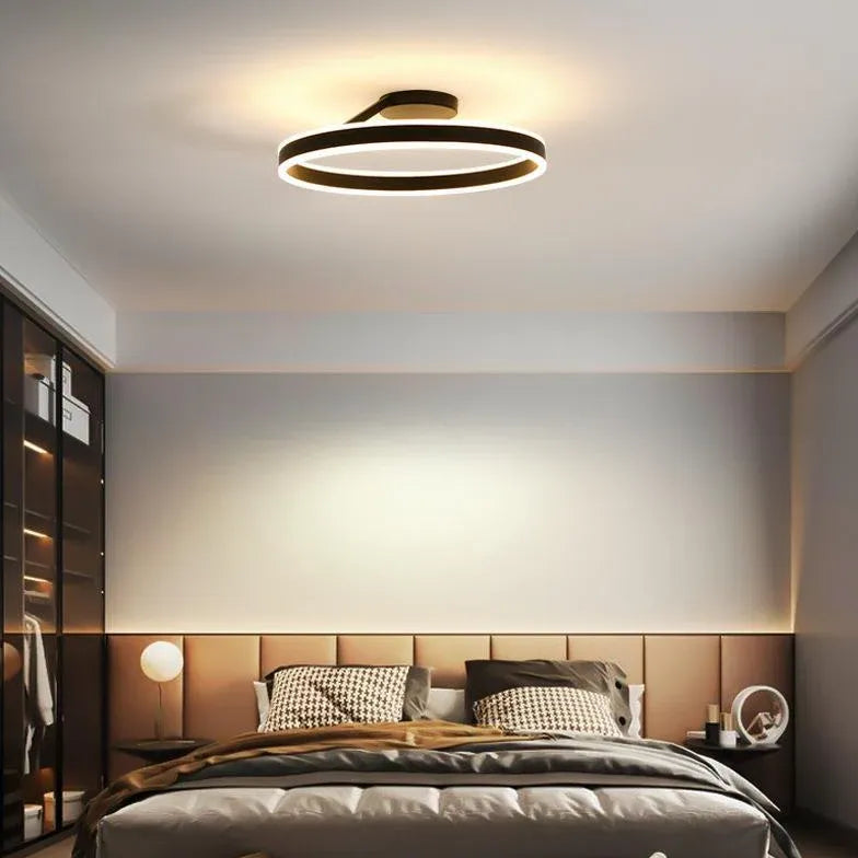 Black Flush Light For Bedroom Circle Arisha Metal Led