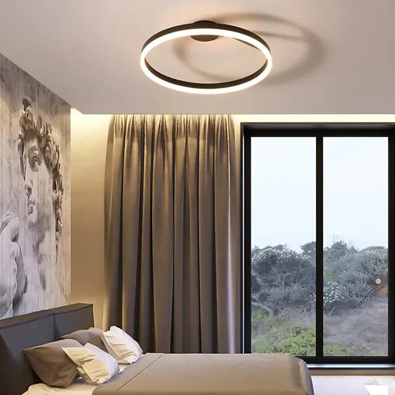 Black Flush Light For Bedroom Circle Arisha Metal Led