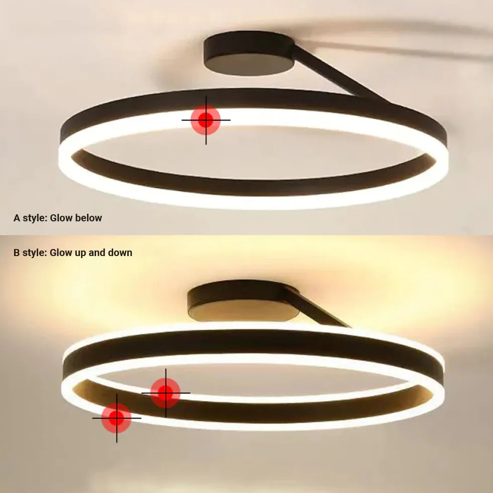 Black Flush Light For Bedroom Circle Arisha Metal Led