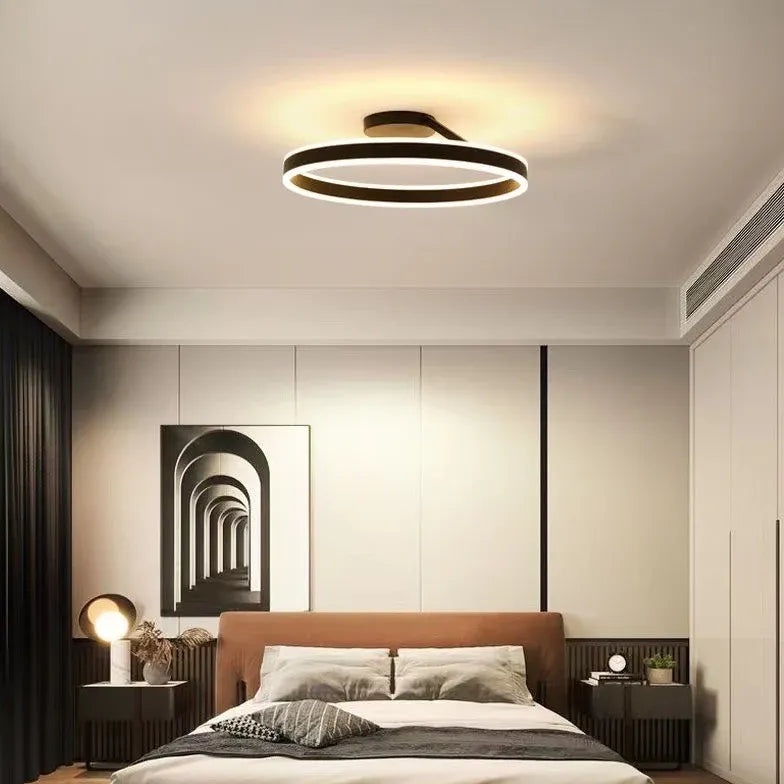 Black Flush Light For Bedroom Circle Arisha Metal Led