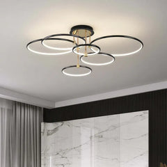 Black Semi-flush Light For Bedroom Circle Arisha Metal Ip20 Led