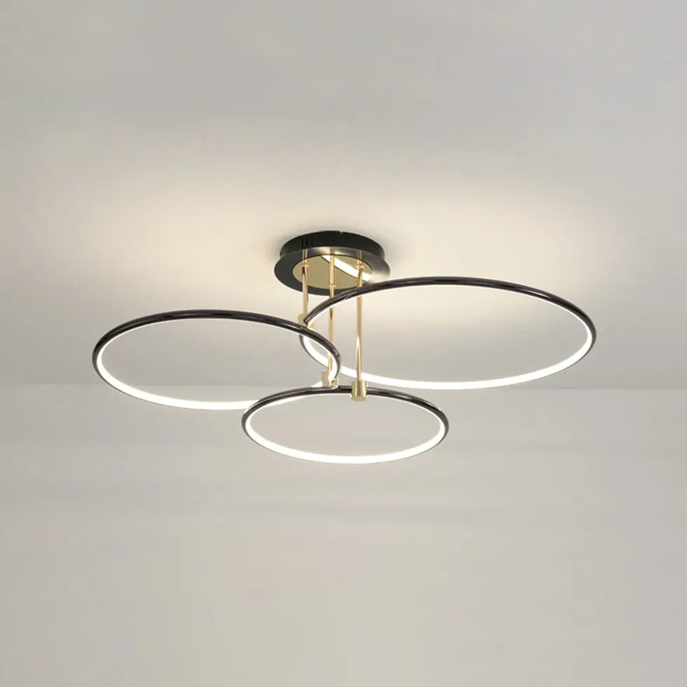 Black Semi-flush Light For Bedroom Circle Arisha Metal Ip20 Led