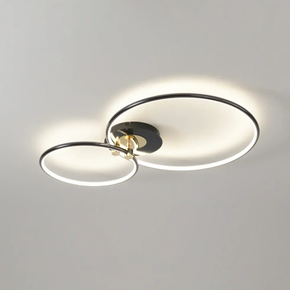 Black Semi-flush Light For Bedroom Circle Arisha Metal Ip20 Led