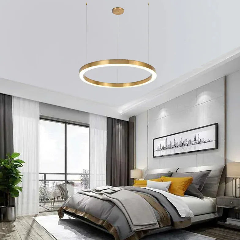 Gold Statement Pendant Light For Bedroom Arisha Metal & Acrylic Ip20 Led