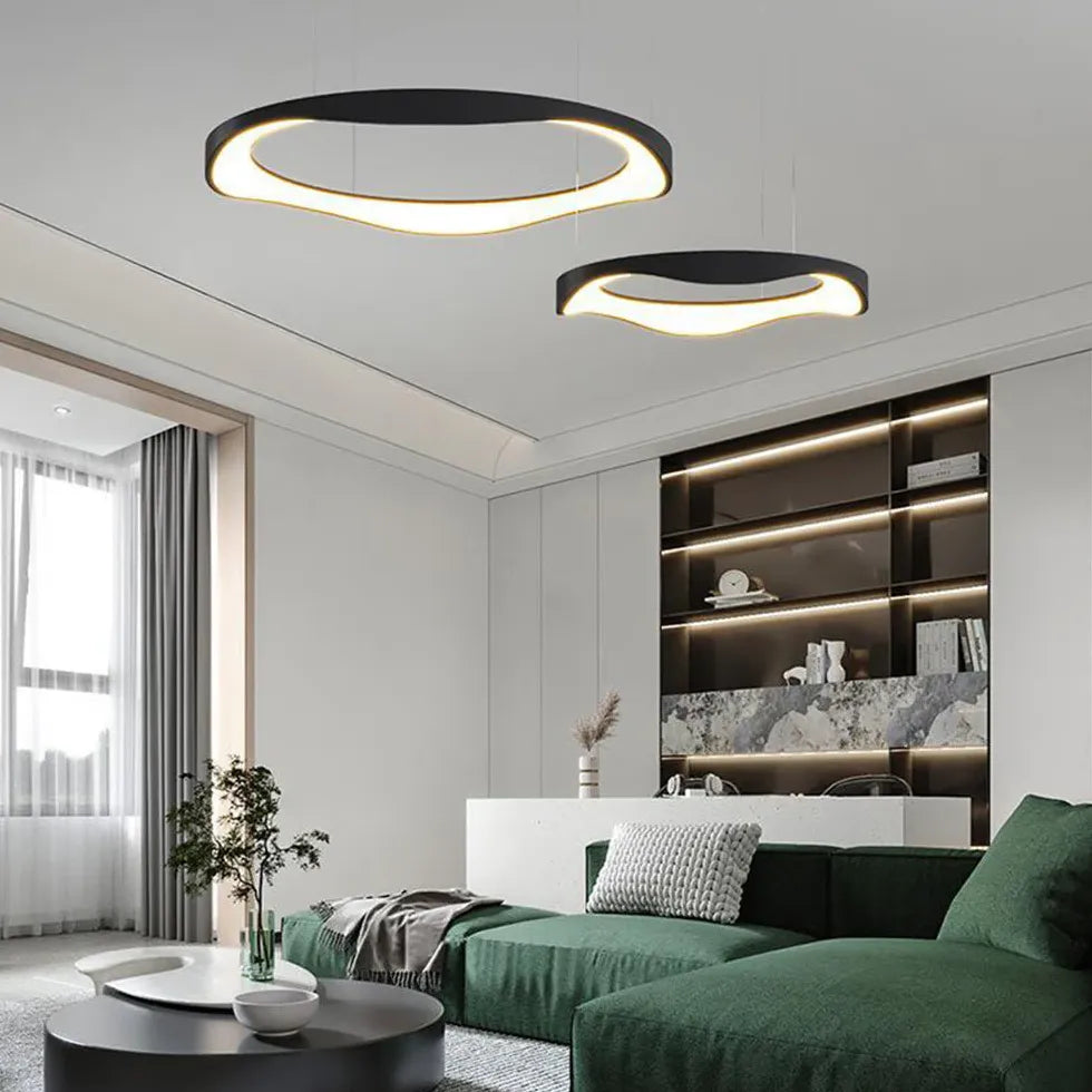 Black Statement Pendant Light For Living Room Arisha Metal & Acrylic Ip20