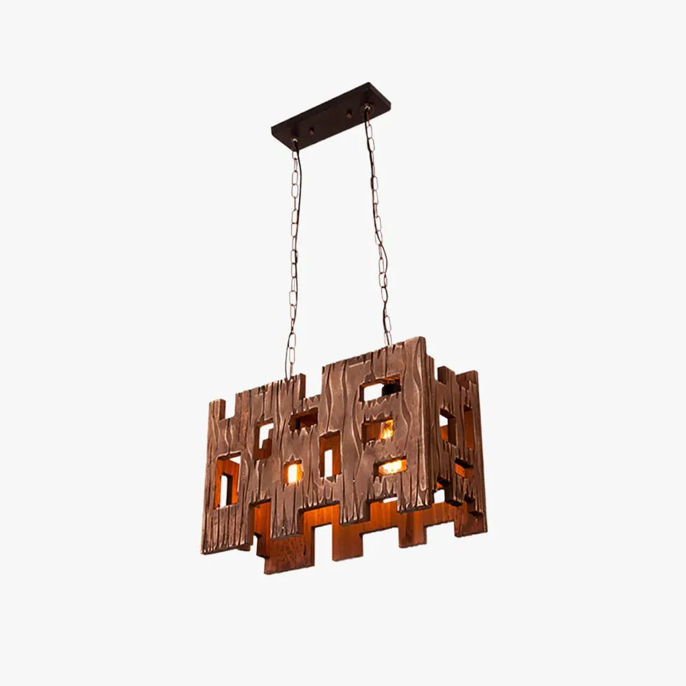 Chandelier For Bedroom Rectangular Austin Pine Wood Led