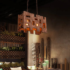 Chandelier For Bedroom Rectangular Austin Pine Wood Led