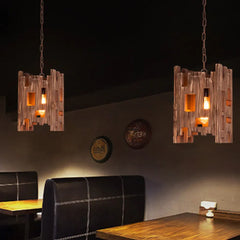 Light Single Pendant For Bedroom Rectangular Austin Pine Wood