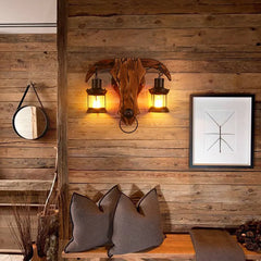 Double Arm Wall Light For Bedroom Austin Pine Wood