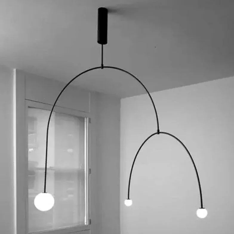 Black Statement Pendant Light For Bedroom Linear Avi Metal Led Ip20