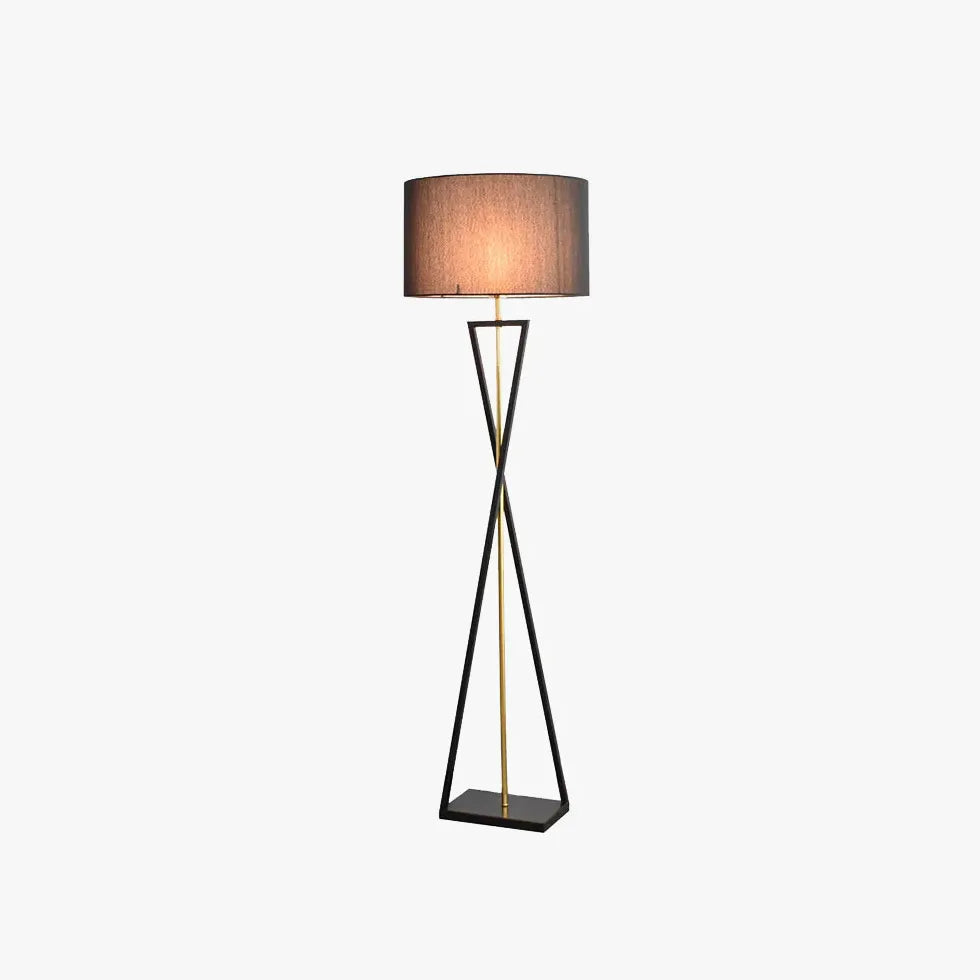 Black Tripod Floor Lamp For Study Room Baines Metal & Fabric