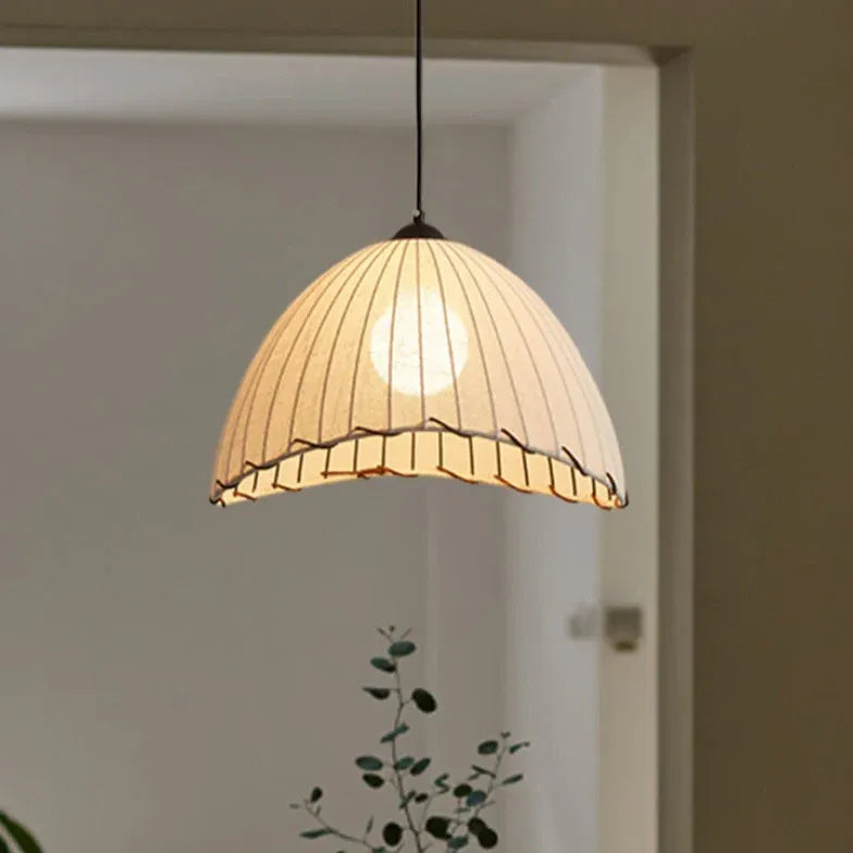 Yellow Light Single Pendant For Bedroom Boho Metal & Fabric Warm White Ip20 Led