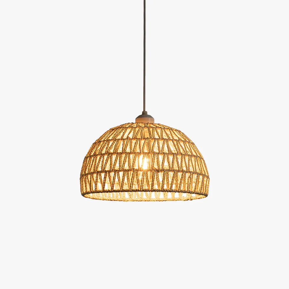 Light Single Pendant For Bedroom Boho Metal & Rattan Ip20 Led Warm White