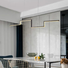 Black Bouvet Designer Linear Metal Pendant