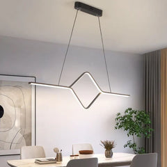 Black Statement Pendant Light For Bedroom Square Modern Aluminum