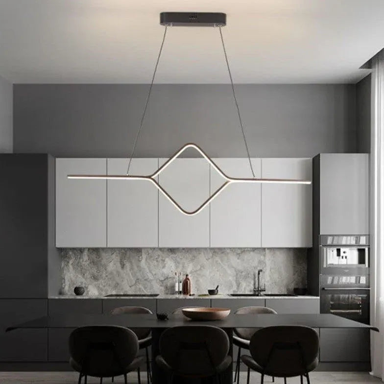 Black Statement Pendant Light For Bedroom Square Modern Aluminum