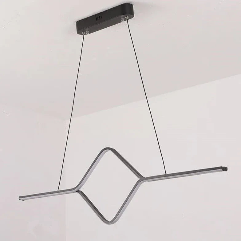 Black Statement Pendant Light For Bedroom Square Modern Aluminum