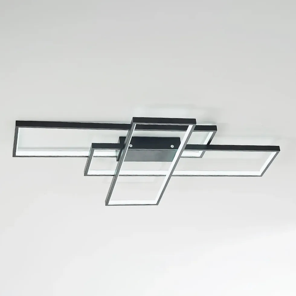 Black Flush Light For Bedroom Rectangular Modern Aluminum