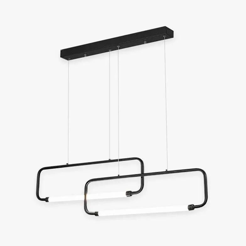 Black Chandelier For Office Rectangular Modern Metal Led