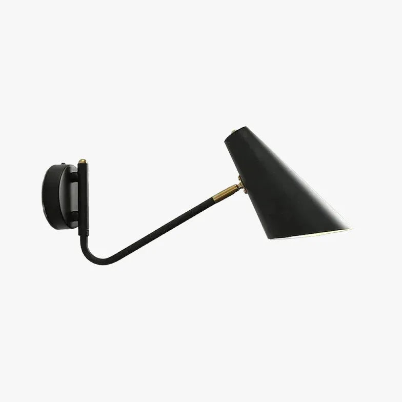 Black Single Arm Wall Light For Bedroom Retro Metal E27