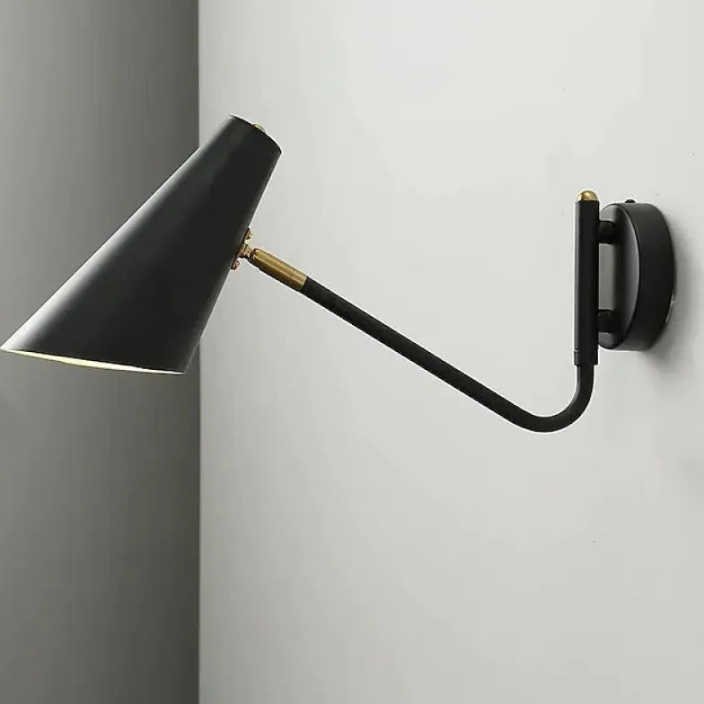 Black Single Arm Wall Light For Bedroom Retro Metal E27