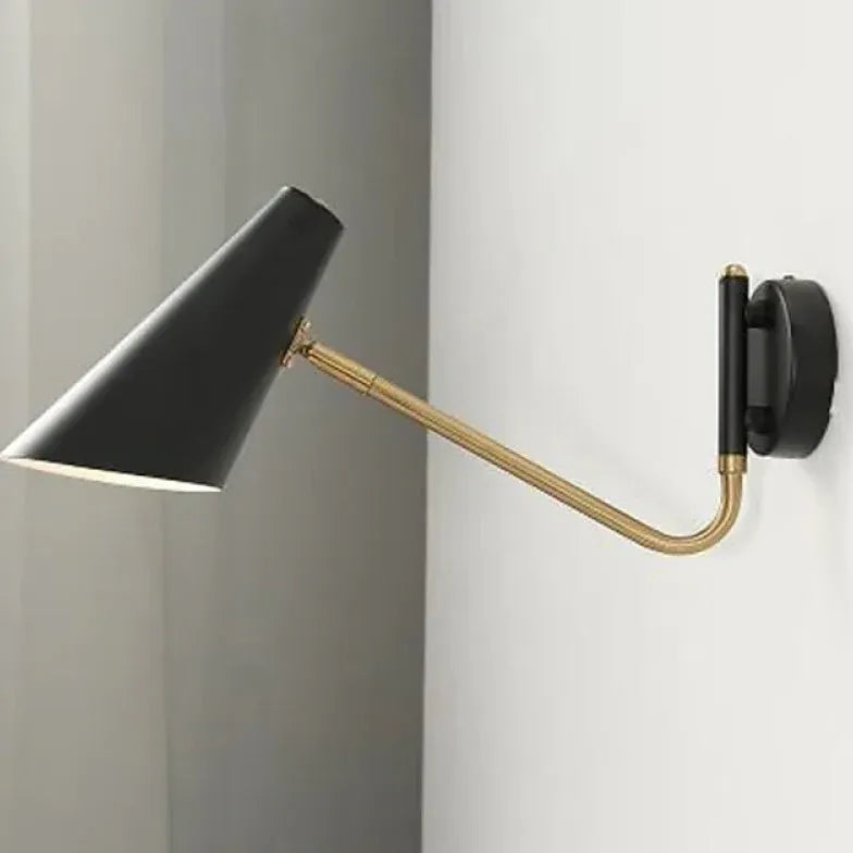 Black Single Arm Wall Light For Bedroom Retro Metal E27