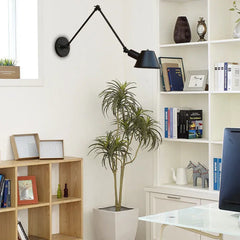 Black Single Arm Wall Light For Office Retro Metal E27