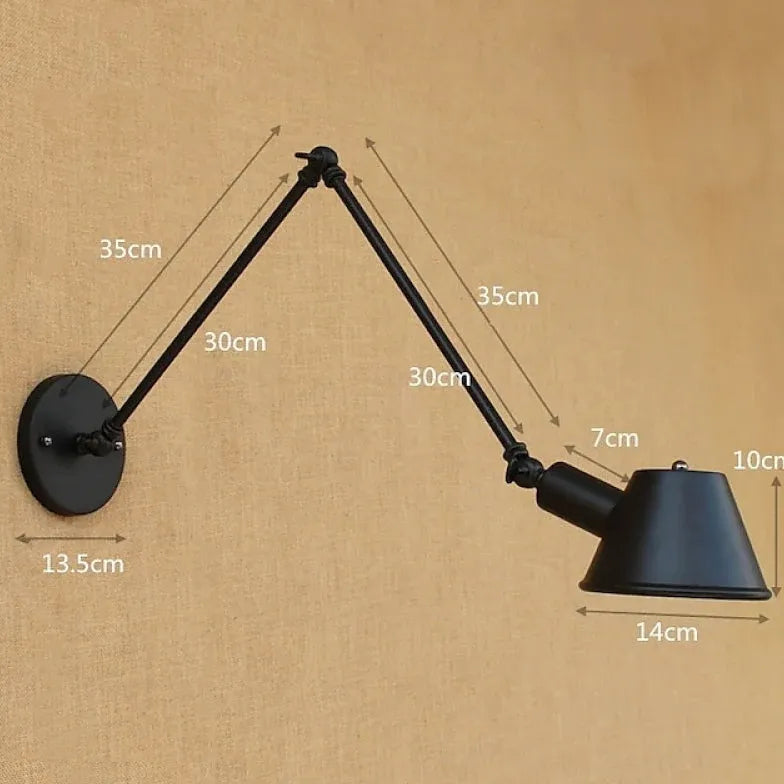 Black Single Arm Wall Light For Office Retro Metal E27