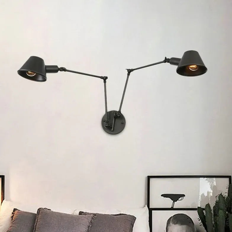 Black Multi Arm Wall Light For Bedroom Brady Metal Led