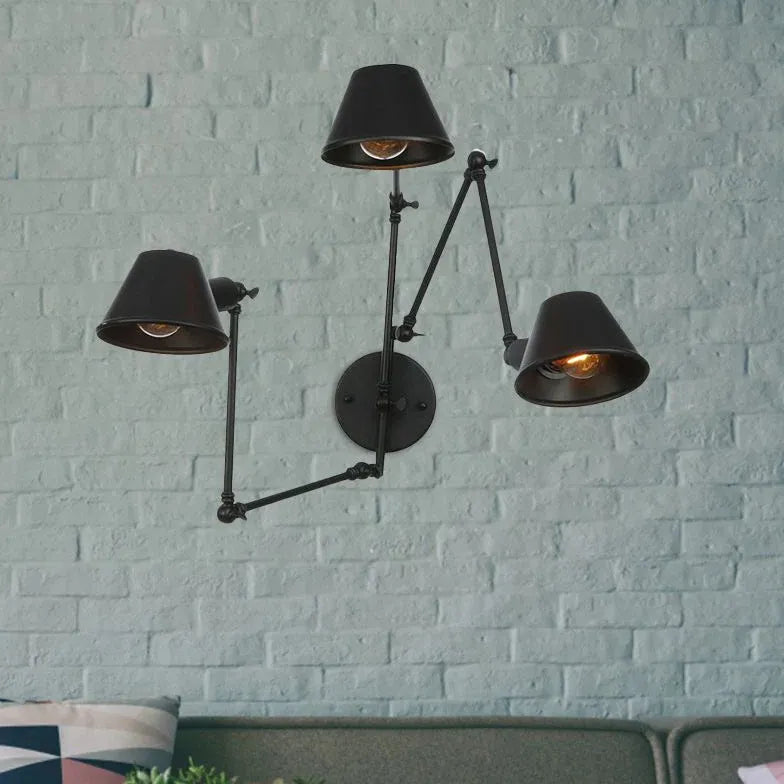 Black Multi Arm Wall Light For Bedroom Brady Metal Led