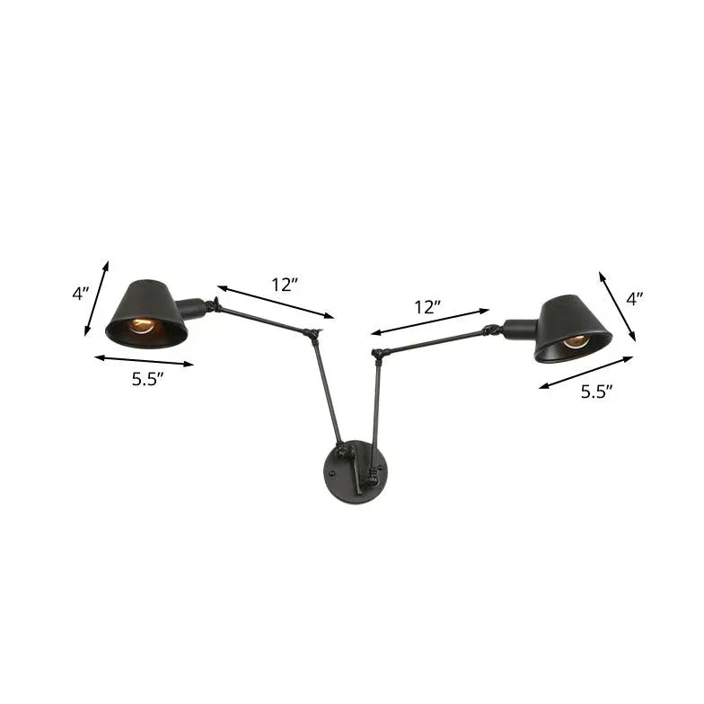 Black Multi Arm Wall Light For Bedroom Brady Metal Led