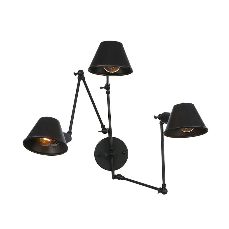 Black Multi Arm Wall Light For Bedroom Brady Metal Led