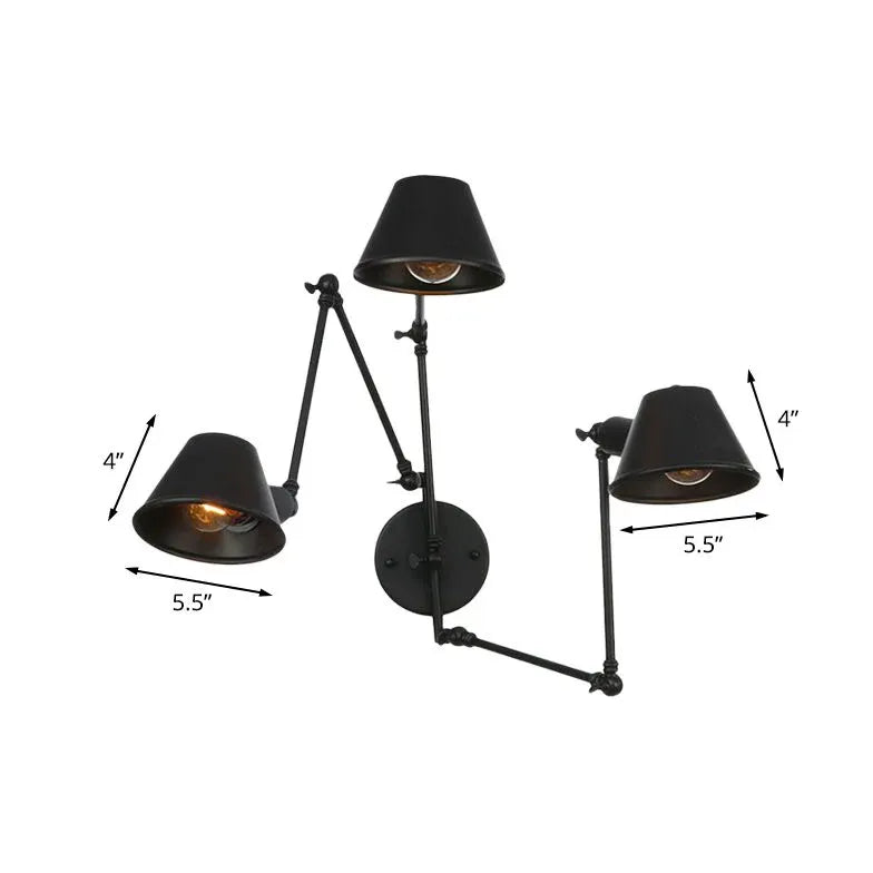 Black Multi Arm Wall Light For Bedroom Brady Metal Led