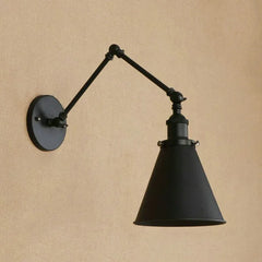 Black Adjustable Single Arm Wall Light For Bedroom Brady Metal Ip20