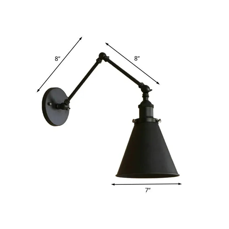 Black Adjustable Single Arm Wall Light For Bedroom Brady Metal Ip20