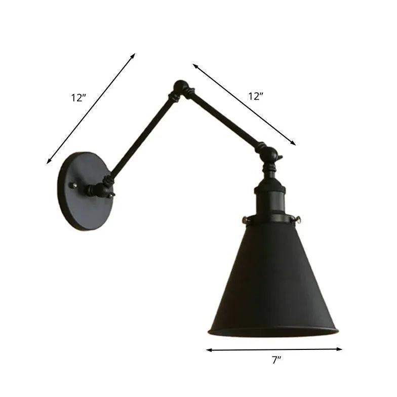 Black Adjustable Single Arm Wall Light For Bedroom Brady Metal Ip20