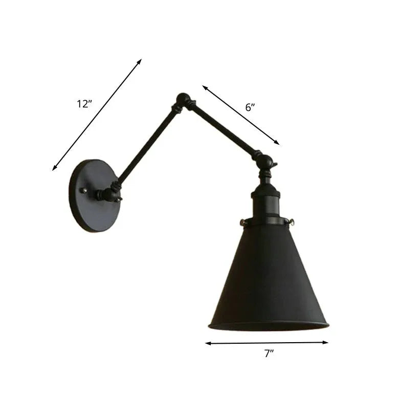 Black Adjustable Single Arm Wall Light For Bedroom Brady Metal Ip20