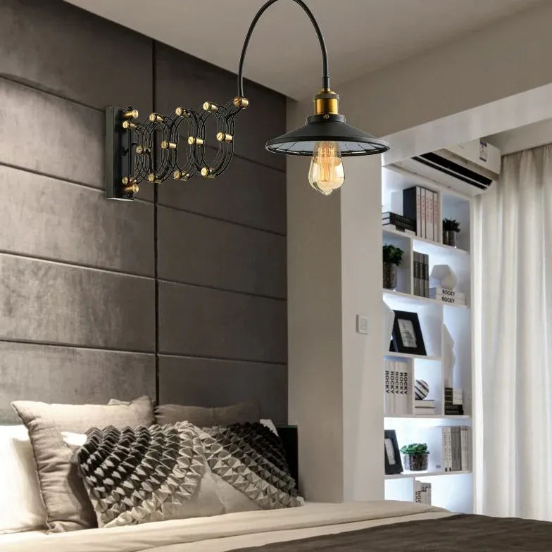 Black Single Arm Wall Light For Bedroom Brady Metal Ip20 Led