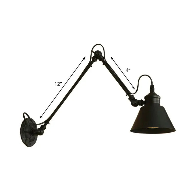 Black Single Arm Wall Light For Bedroom Brady Metal