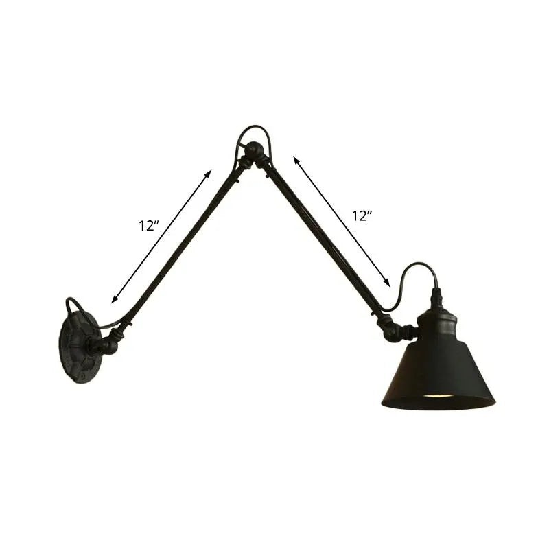 Black Single Arm Wall Light For Bedroom Brady Metal