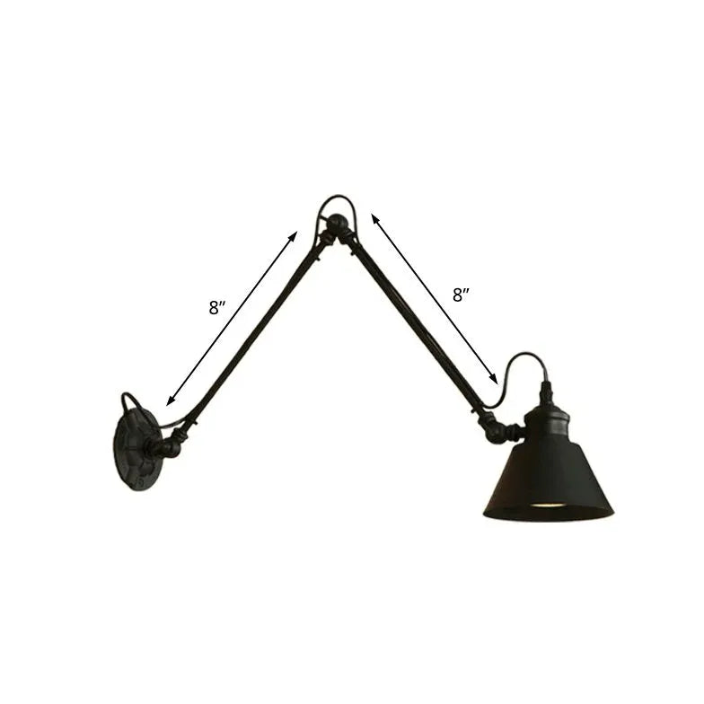 Black Single Arm Wall Light For Bedroom Brady Metal