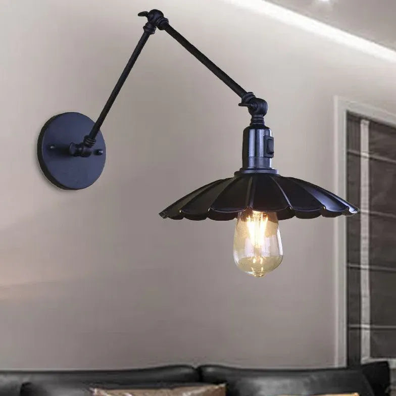 Black Single Arm Wall Light For Bedroom Brady Metal Led