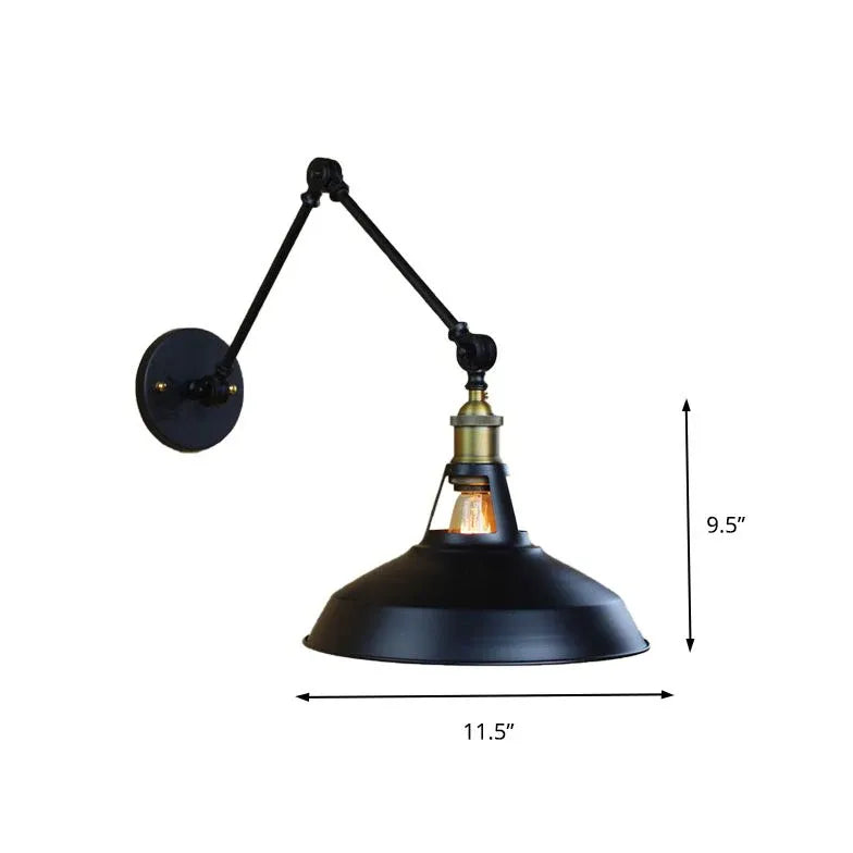 Black Single Arm Wall Light For Bedroom Brady Metal