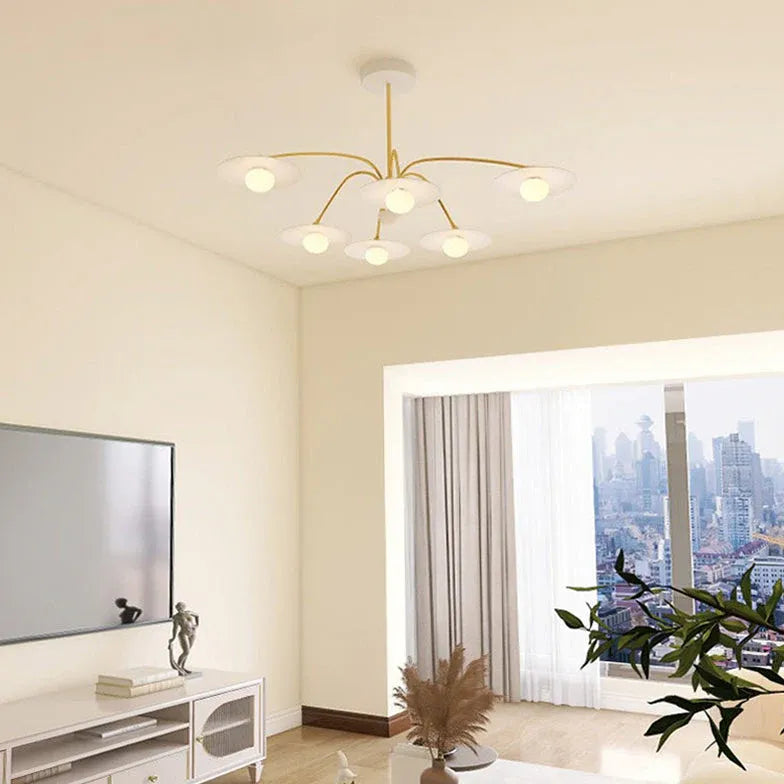 White Chandelier For Living Room Cairns Metal & Glass Led