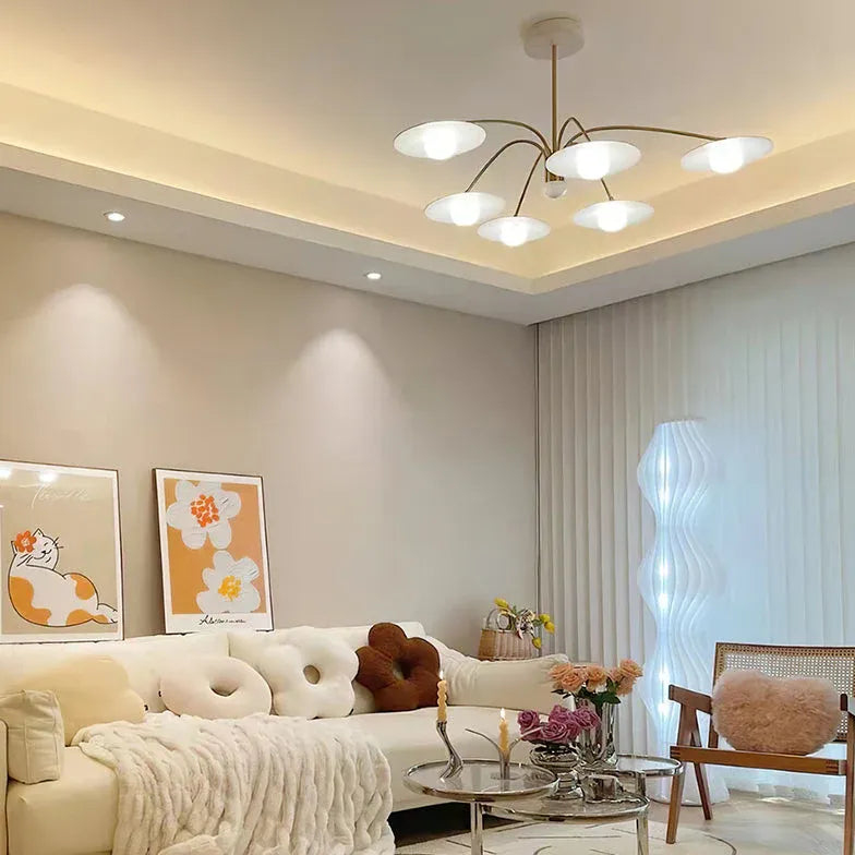 White Chandelier For Living Room Cairns Metal & Glass Led