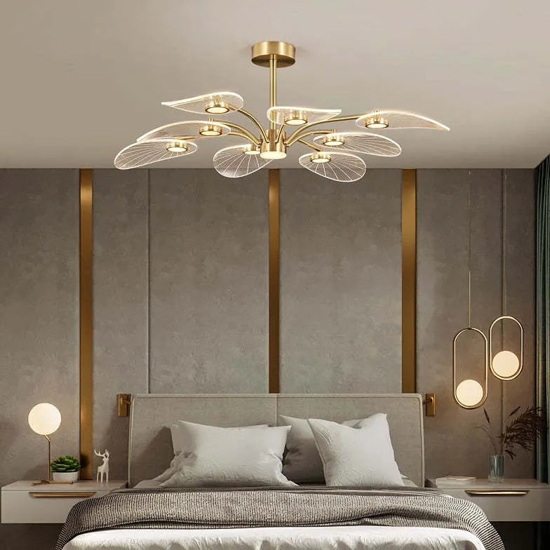 Gold Modern Chandeliers For Bedroom Carins Metal & Acrylic Led