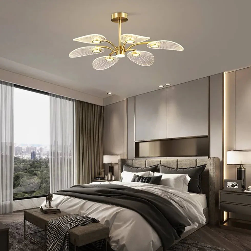 Gold Modern Chandeliers For Bedroom Carins Metal & Acrylic Led