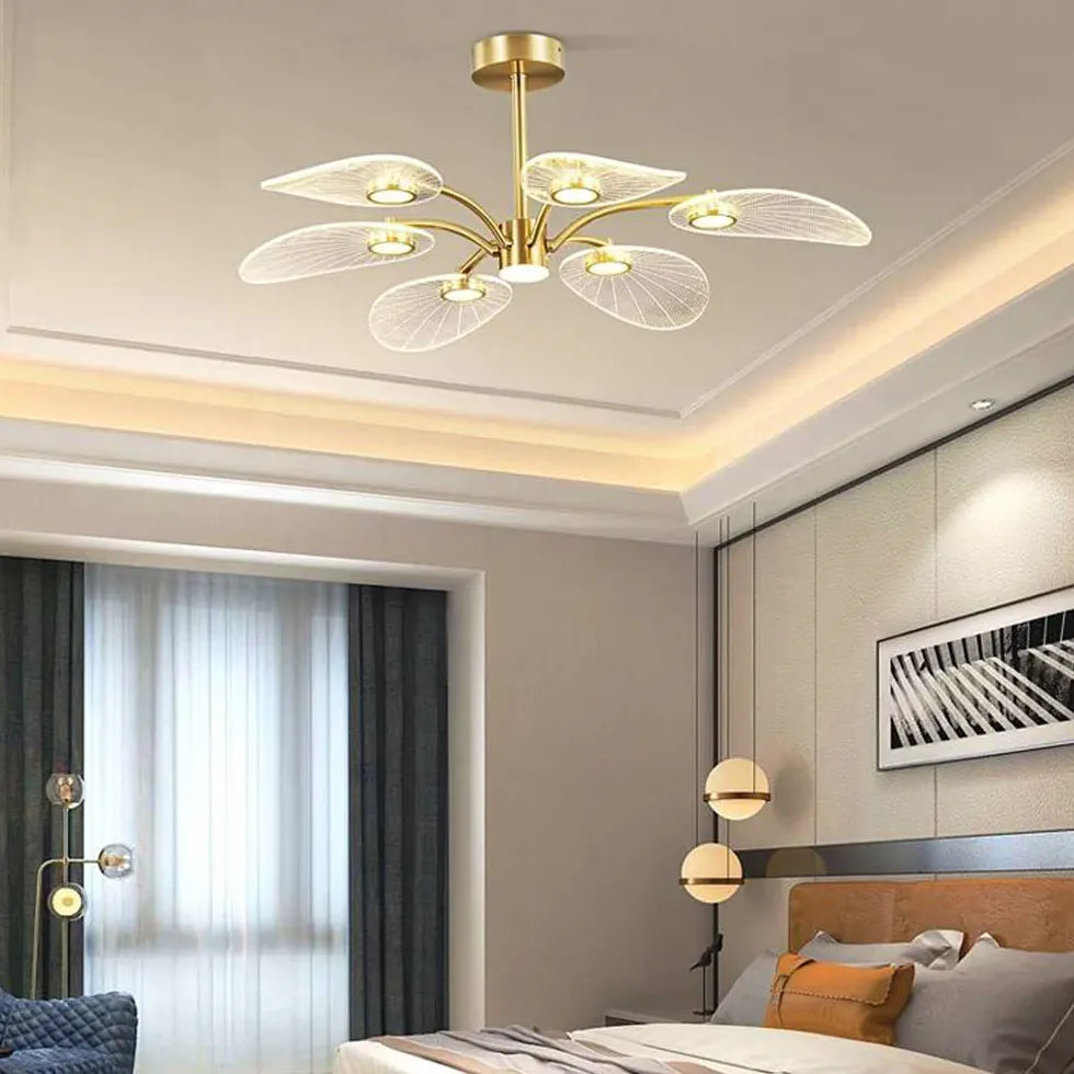 Gold Modern Chandeliers For Bedroom Carins Metal & Acrylic Led