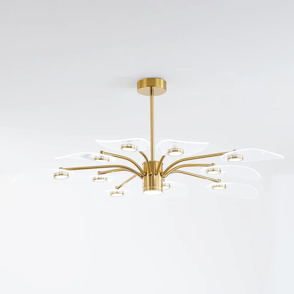 Gold Modern Chandeliers For Bedroom Carins Metal & Acrylic Led