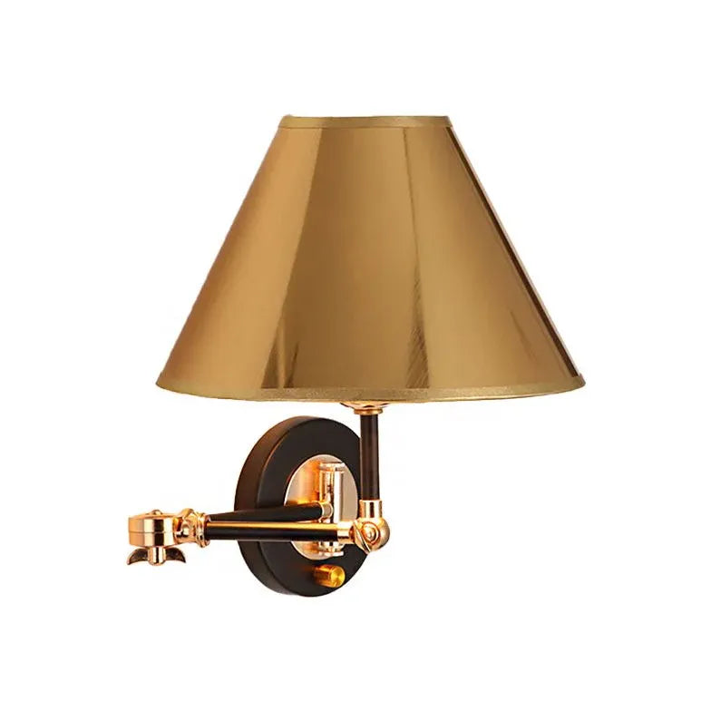 Gold Single Arm Wall Light For Bedroom Cone Carins Metal Ip20 Led